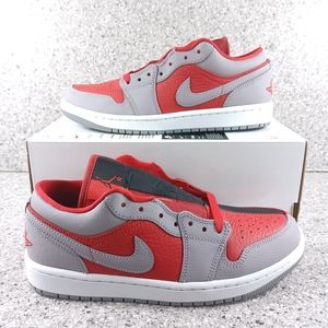 Women's Nike Air Jordan 1 Low 'Homage Split' Gym Red Cement Grey Sneakers Shoes
